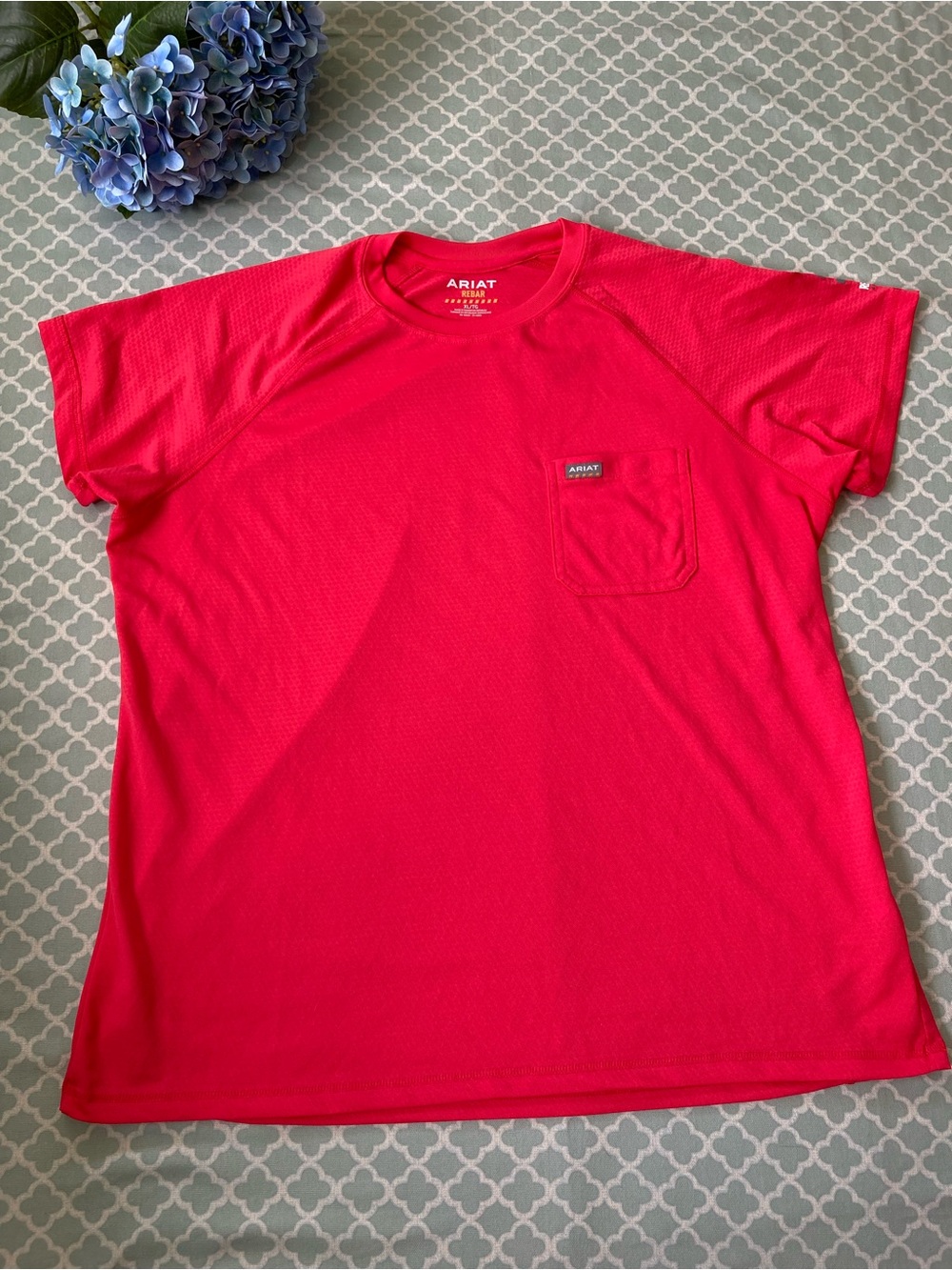 Ariat Rebar Pink Heat Fighter Short Sleeve Crew Neck Outdoor Work Shirt XL